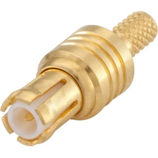 Rosenberger 29 Series MCX Coaxial Connector Cable Mount Male, 50 Ohm, Straight Crimp, Gold-Plated Brass Contact 29S111-102L5