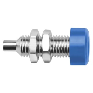 Schutzinger Blue Female Banana Socket, 4 mm Plug-In, 33 V AC, 70 V DC, 32A, Nickel Plated, BU 403 Ni / BL