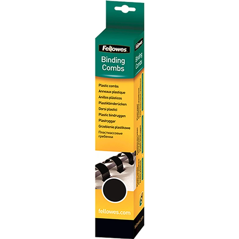Fellowes Black A4 Binding Comb 6 mm Diameter Polyvinyl Chloride Coil 20 Sheets Capacity 25 Pack 5330302