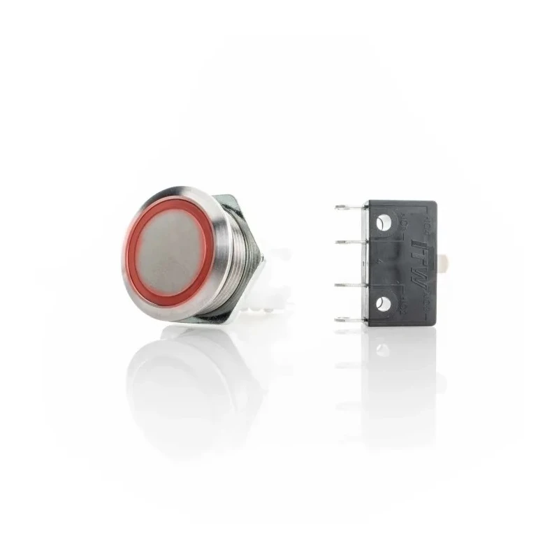 ITW Switches H48M-212R Illuminated Push Button Switch, Latching, Panel Mount, 19.6 mm Cutout, SPDT, Red LED, IP67, 28V DC