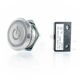 ITW Switches H48M Series Illuminated Push Button Switch, Latching, Panel Mount, SPDT, 19.6 mm Cutout, White LED H48M-213W