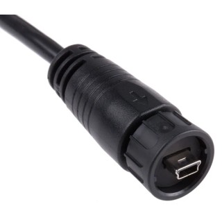 RS PRO Waterproof USB Cable Male Mini USB Type B to Male USB Type A, USB 2.0, Black, 2m 122-3019