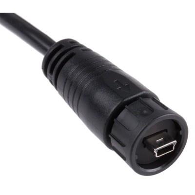 RS PRO Waterproof USB Cable Male Mini USB Type B to Male USB Type A, USB 2.0, Black, 2m 122-3019