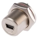 RS PRO Straight Panel Female Mini USB Type B Connector 1 Port 100V 1A IP68 GTC Sealed 122-3026