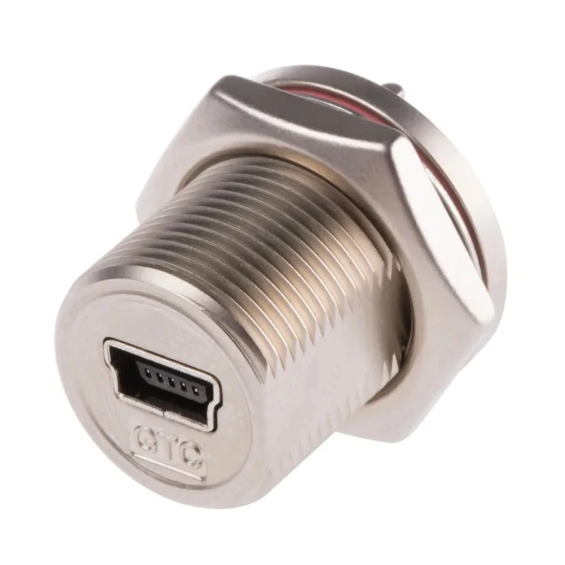 RS PRO Straight Panel Female Mini USB Type B Connector 1 Port 100V 1A IP68 GTC Sealed 122-3026
