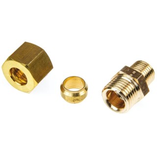 Legris Pneumatic Fitting Brass Pipe Compression Coupler, Male BSPT 1/4 in to Female Metric 10 mm 0105 10 13