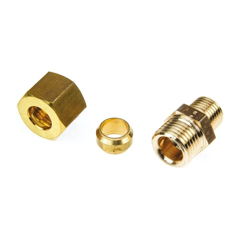 Legris Pneumatic Fitting Brass Pipe Compression Coupler, Male BSPT 1/4 in to Female Metric 10 mm 0105 10 13