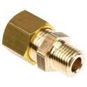 Legris Pneumatic Fitting Brass Pipe Compression Coupler, Male BSPT 1/4 in to Female Metric 10 mm 0105 10 13