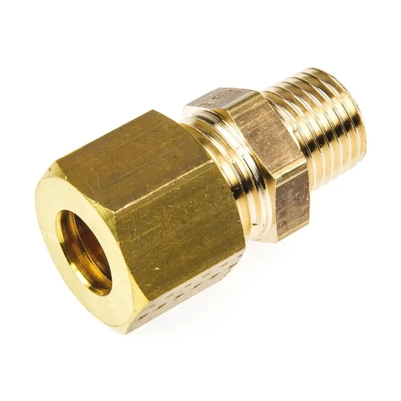 Legris Pneumatic Fitting Brass Pipe Compression Coupler, Male BSPT 1/4 in to Female Metric 10 mm 0105 10 13