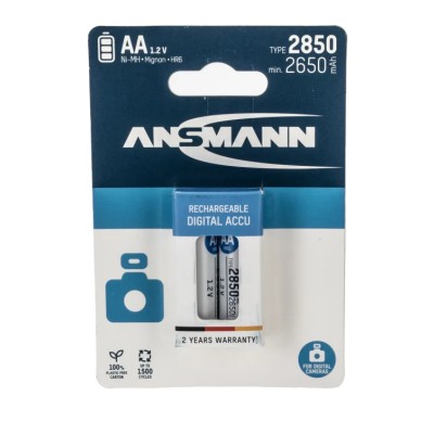 Ansmann AA Nickel Metal Hydride Rechargeable Battery 2.85 Ah 1.2V Pack of 2 5035082