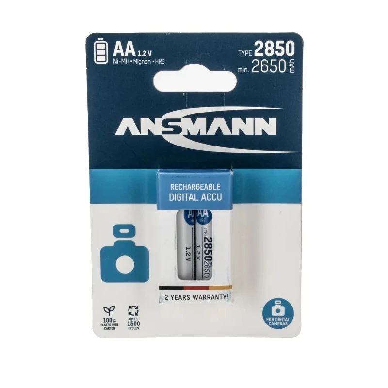 Ansmann AA Nickel Metal Hydride Rechargeable Battery 2.85 Ah 1.2V Pack of 2 5035082
