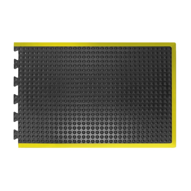 COBA Europe Interlinking Natural Rubber Anti-Fatigue Mat, 600mm x 900mm x 14mm, Bubble Surface, Black/Yellow BF010704
