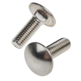 RS PRO Plain Stainless Steel Coach Bolt M8 x 25 mm, Square Neck, A2 Grade, DIN 603, 122-4425