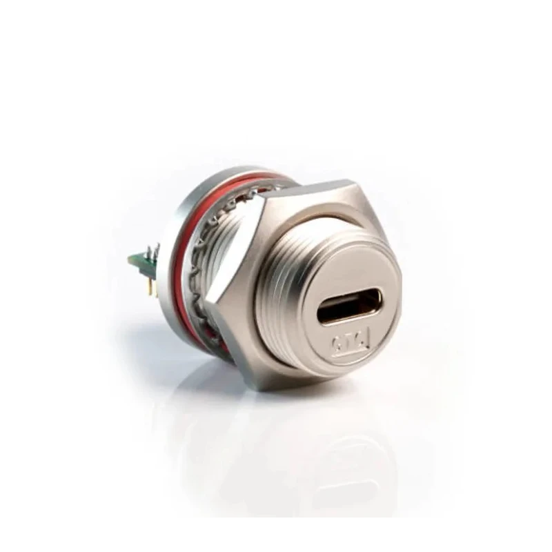 RS PRO Straight Panel Female USB Type-C Connector 1 Port, IP68, USB 3.1, Nickel-Plated Zinc Alloy, 231-7951