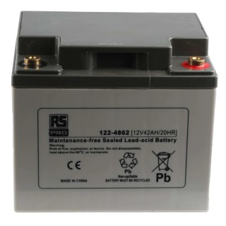 RS PRO Sealed Lead Acid Battery 12V 42Ah AGM T6 Terminal 170mm x 197mm 122-4862