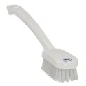 Vikan White Scrubbing Brush, 22 mm Bristle Length, Polyester Bristles, Ergonomic Handle, Medium Utility 30885