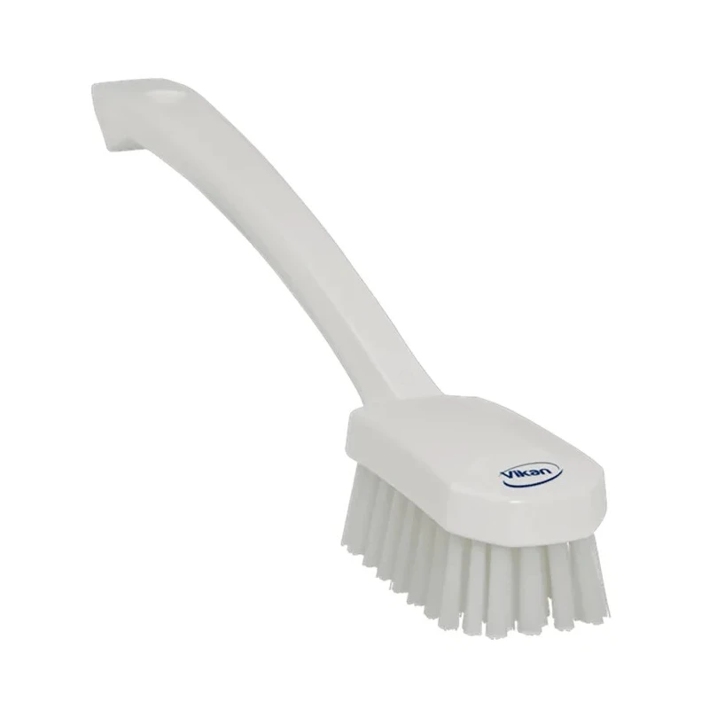 Vikan White Scrubbing Brush, 22 mm Bristle Length, Polyester Bristles, Ergonomic Handle, Medium Utility 30885