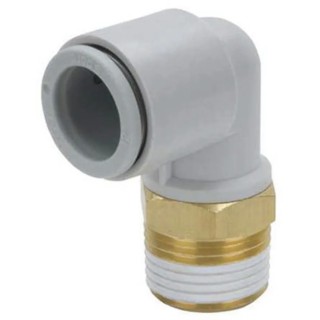 SMC Brass Pneumatic Male Elbow Fitting, 8mm Push-in, R 1/8 in, 90°, KQ2L08-G01N