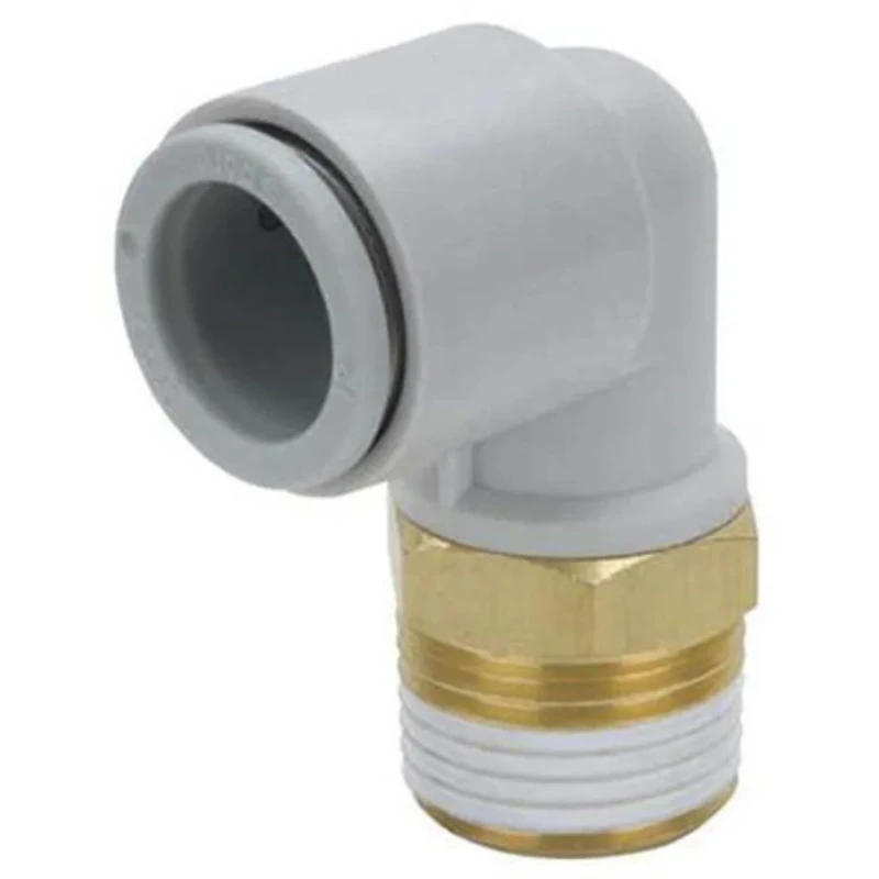 SMC Brass Pneumatic Male Elbow Fitting, 8mm Push-in, R 1/8 in, 90°, KQ2L08-G01N