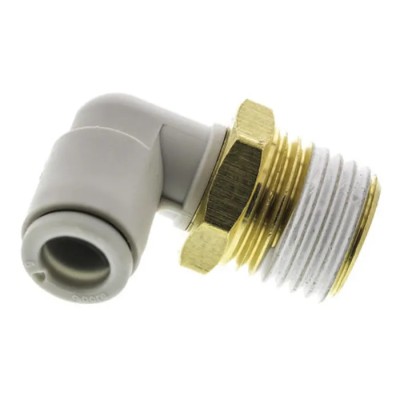 SMC Brass Pneumatic Male Elbow Fitting, G 1/8 Thread, 6mm Push-In, 90° Angle, KQ2L06-G01N