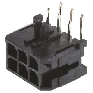 Molex Micro-Fit 3.0 Series PCB Header, Right Angle, Through Hole, 6 Contacts, 3 mm Pitch, Dual Row, Shrouded 43045-0600
