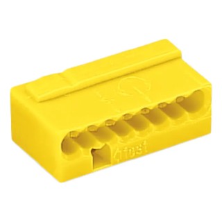 WAGO 243 MICRO PUSH WIRE Junction Box Connector, 8-Way, 20AWG/22AWG, 6A, 100V, Yellow, Model 243-508