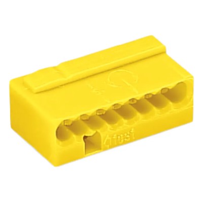 WAGO 243 MICRO PUSH WIRE Junction Box Connector, 8-Way, 20AWG/22AWG, 6A, 100V, Yellow, Model 243-508