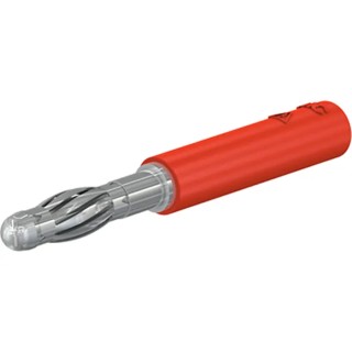 Staubli Red Test Connector Adapter, Brass Contacts, Nickel Plated, 30A, 30/60V AC, Model 22.5163-22