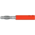 Staubli Red Test Connector Adapter, Brass Contacts, Nickel Plated, 30A, 30/60V AC, Model 22.5163-22
