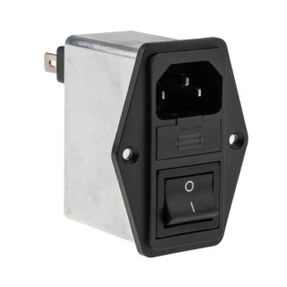 Schaffner IEC Power Entry Filter Module, FN284-2-06, 2A, 250V AC, Panel Mount, 2 Pole, Dual Fuse, C14, Faston