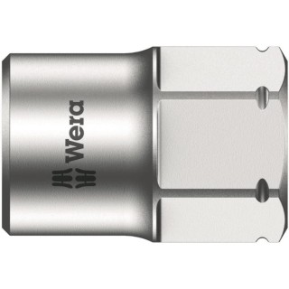 Wera 1/4 Inch Drive Standard Hex Socket, 8 mm Size, 9.5 mm Overall Length, Chrome Vanadium Steel 05003675001