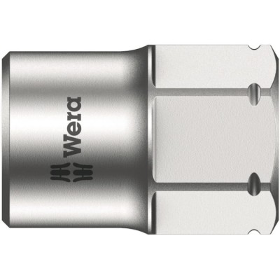 Wera 1/4 Inch Drive Standard Hex Socket, 8 mm Size, 9.5 mm Overall Length, Chrome Vanadium Steel 05003675001