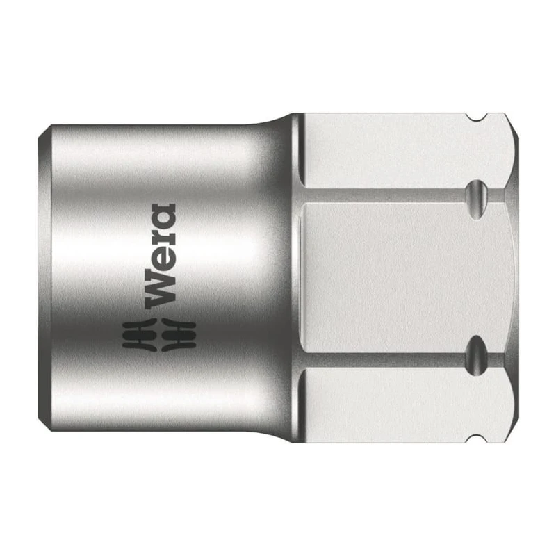 Wera 1/4 Inch Drive Standard Hex Socket, 8 mm Size, 9.5 mm Overall Length, Chrome Vanadium Steel 05003675001