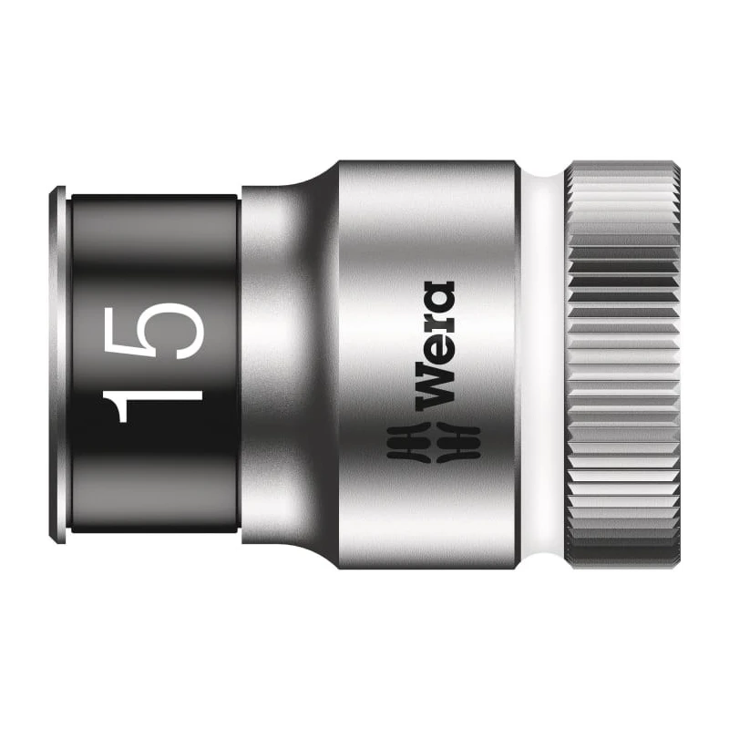 Wera 1/2 in Drive Socket, 15 mm, Standard Type, Chrome Vanadium Steel, 12 mm Overall Length 05024458001