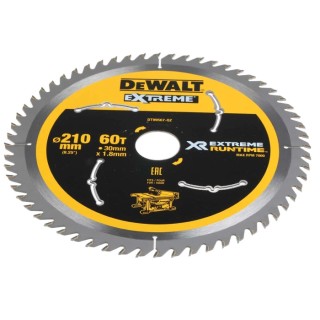 DeWALT Circular Saw Blade, Tungsten Carbide, 210mm Diameter, 60 Teeth, ATB+R, Wood, DT99567-QZ
