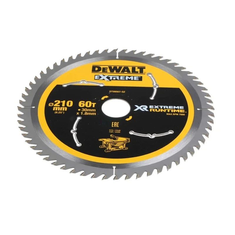 DeWALT Circular Saw Blade, Tungsten Carbide, 210mm Diameter, 60 Teeth, ATB+R, Wood, DT99567-QZ