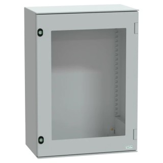 Schneider Electric PanelSeT Series Polyester Wall Box, IP66 Transparent Door, 747 mm x 536 mm x 300 mm NSYPLM75TG