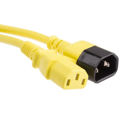 RS PRO Straight to Straight Power Cord, C13 to C14, 3m Yellow PVC, 250V 10A 123-0941