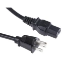 RS PRO Straight to NEMA 5-15 Power Cord, 2 m, 125V, Black PVC, 10A, 123-0950