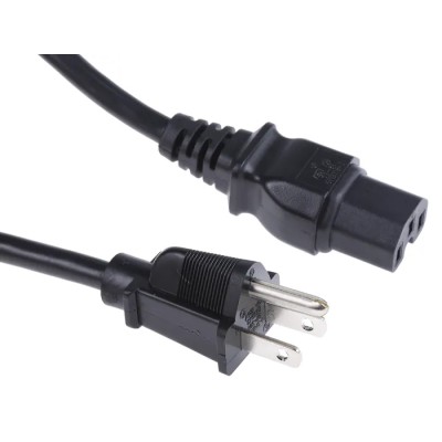 RS PRO Straight to NEMA 5-15 Power Cord, 2 m, 125V, Black PVC, 10A, 123-0950