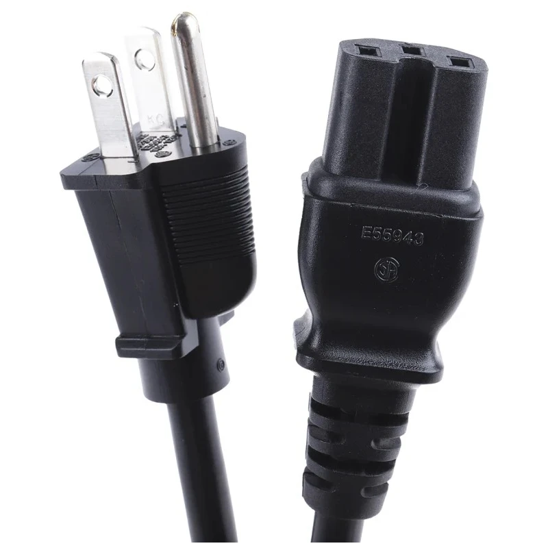 RS PRO Straight to NEMA 5-15 Power Cord, 2 m, 125V, Black PVC, 10A, 123-0950
