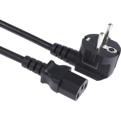 RS PRO Straight to CEE 7/7 Power Cord 2 m Black Low Smoke Zero Halogen 250V 10A 123-0958