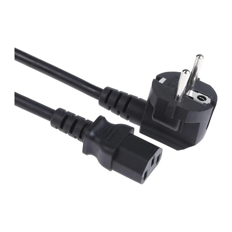 RS PRO Straight to CEE 7/7 Power Cord 2 m Black Low Smoke Zero Halogen 250V 10A 123-0958