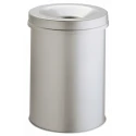 Durable Waste Basket Safe Round Steel Flip Bin 15L, Fire Retardant, Grey 330510