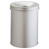 Durable Waste Basket Safe Round Steel Flip Bin 15L, Fire Retardant, Grey 330510