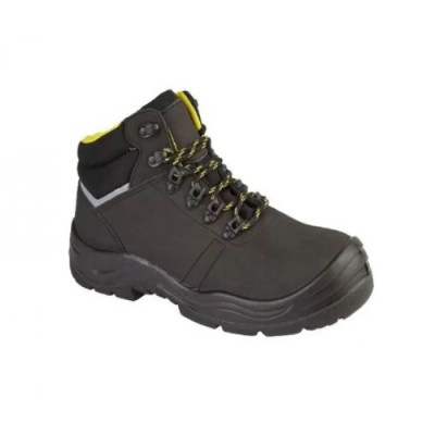 Himalayan Black Composite Toe Capped Unisex Safety Boots, Leather Upper, Anti-Static, Oil Resistant, Size EU 42, UK 8 2603-08
