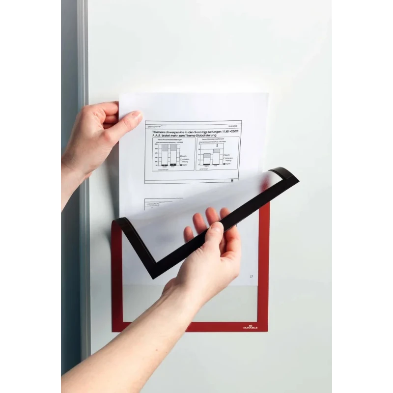 Durable Red Wall-Mount Magnetic A4 Frame, Plastic, 323 mm Height, 236 mm Width 486903