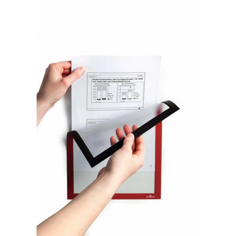 Durable Red Wall-Mount Magnetic A4 Frame, Plastic, 323 mm Height, 236 mm Width 486903