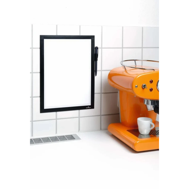 Durable Black A4 Wall-Mount Frame 323 mm Height, 254 mm Width, Plastic, Magnetic, Model 499301