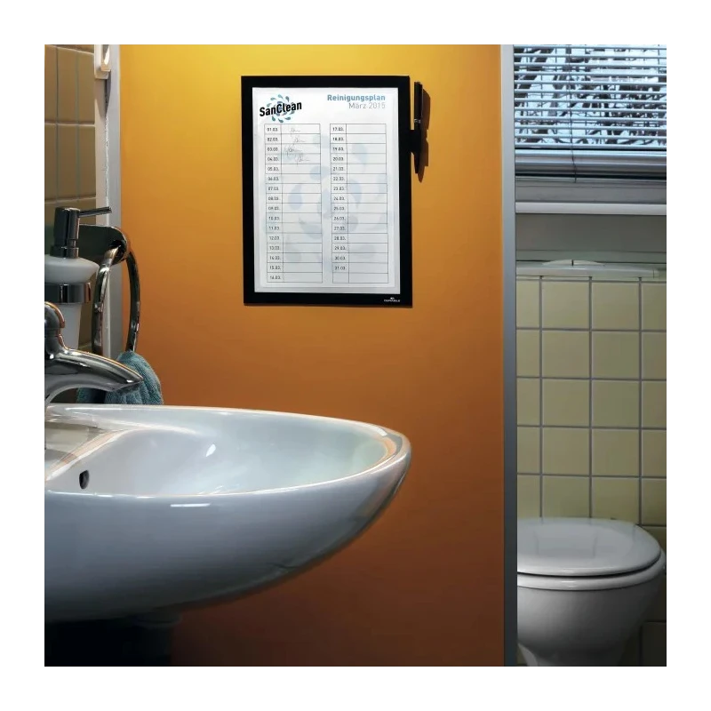 Durable Black A4 Wall-Mount Frame 323 mm Height, 254 mm Width, Plastic, Magnetic, Model 499301